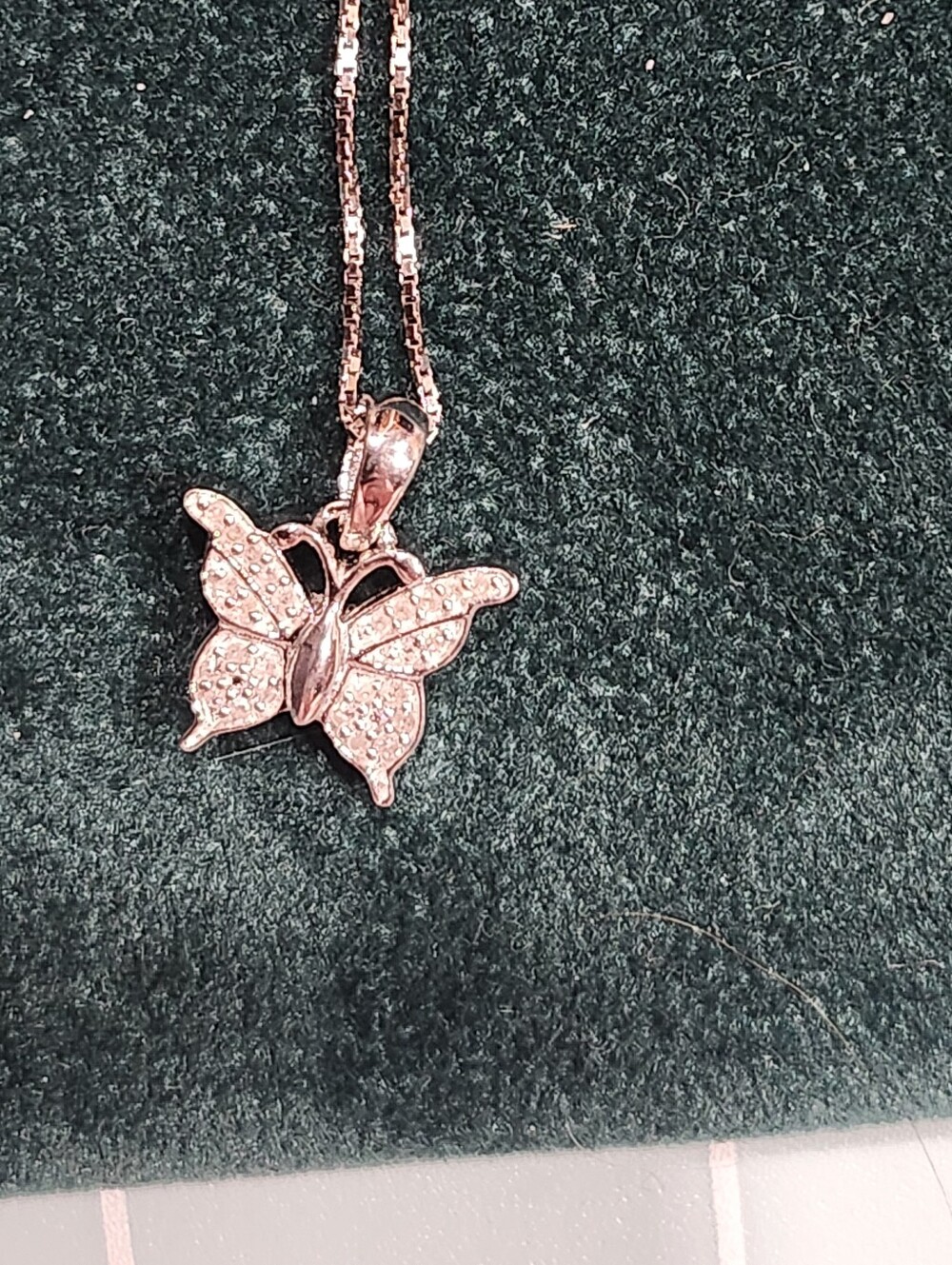 Sterling Silver And Diamond Butterly Pendant Necklace